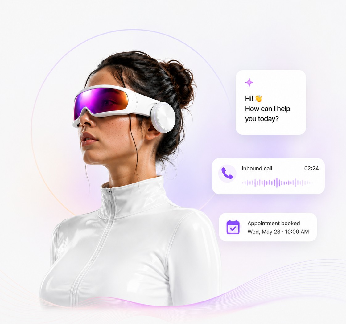 Aria, the AI receptionist, taking a call and booking an appointment