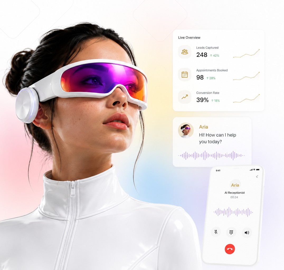 Aria, the AI receptionist, qualifying a caller and booking the appointment